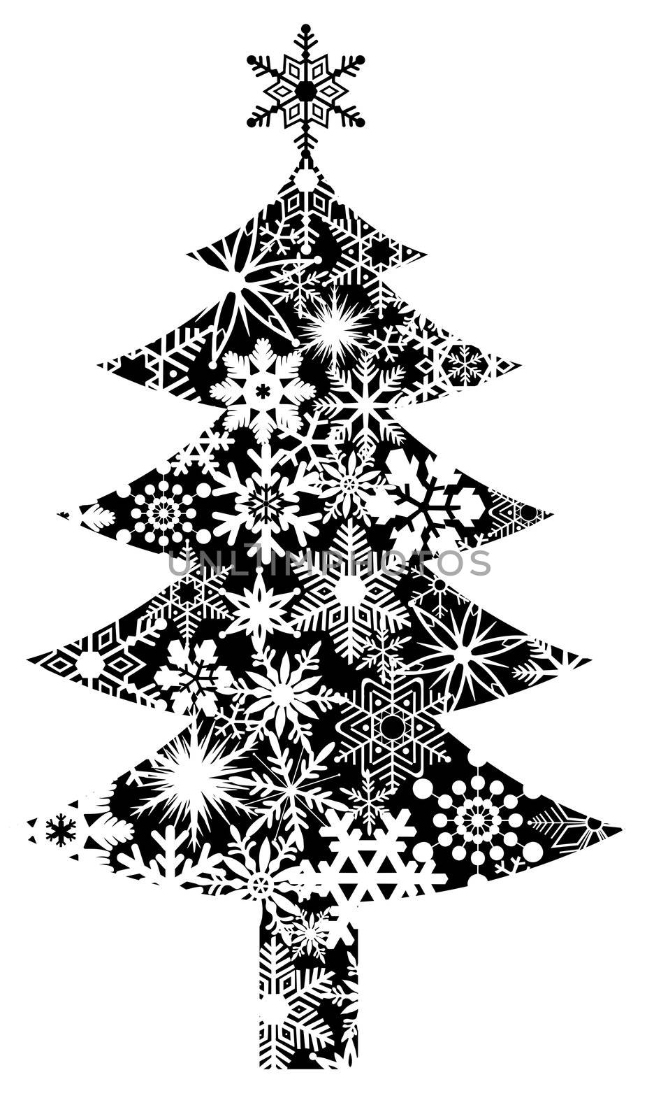 Christmas Tree with Snowflakes Pattern Clipart Illustration