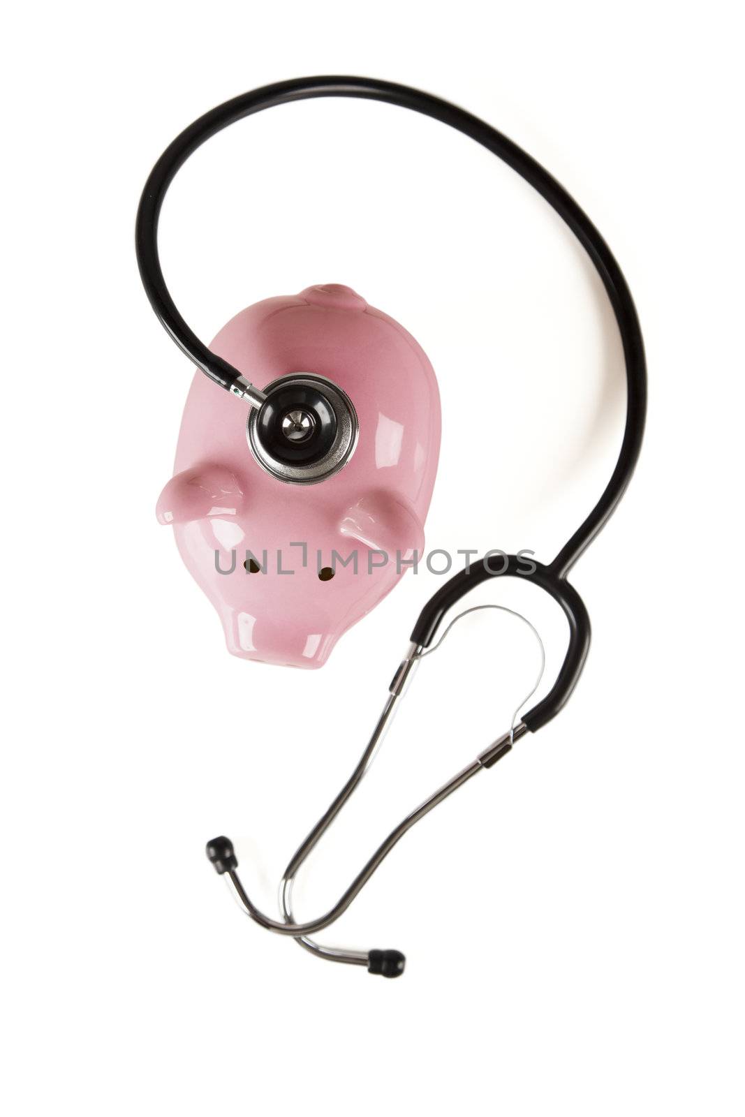 Piggy Bank and Stethoscope Isolated by Feverpitched