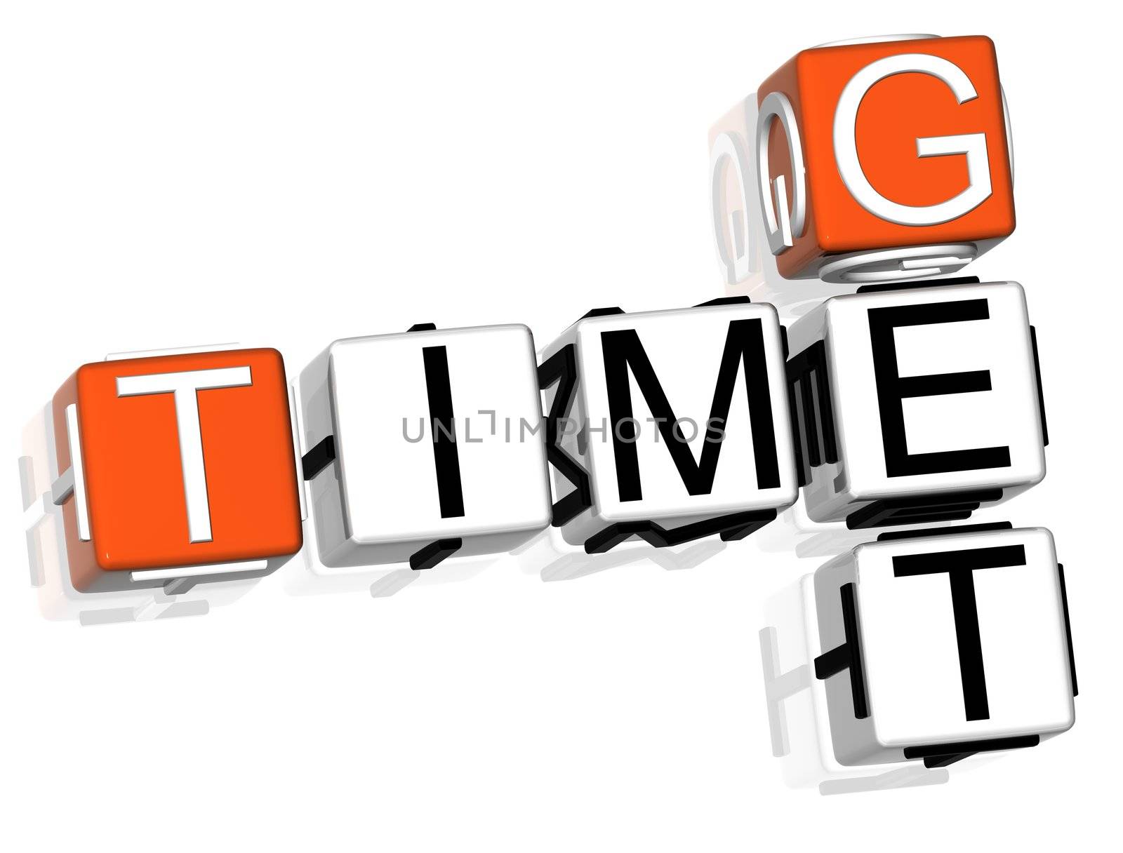 3D Get Time Crossword  text on white background