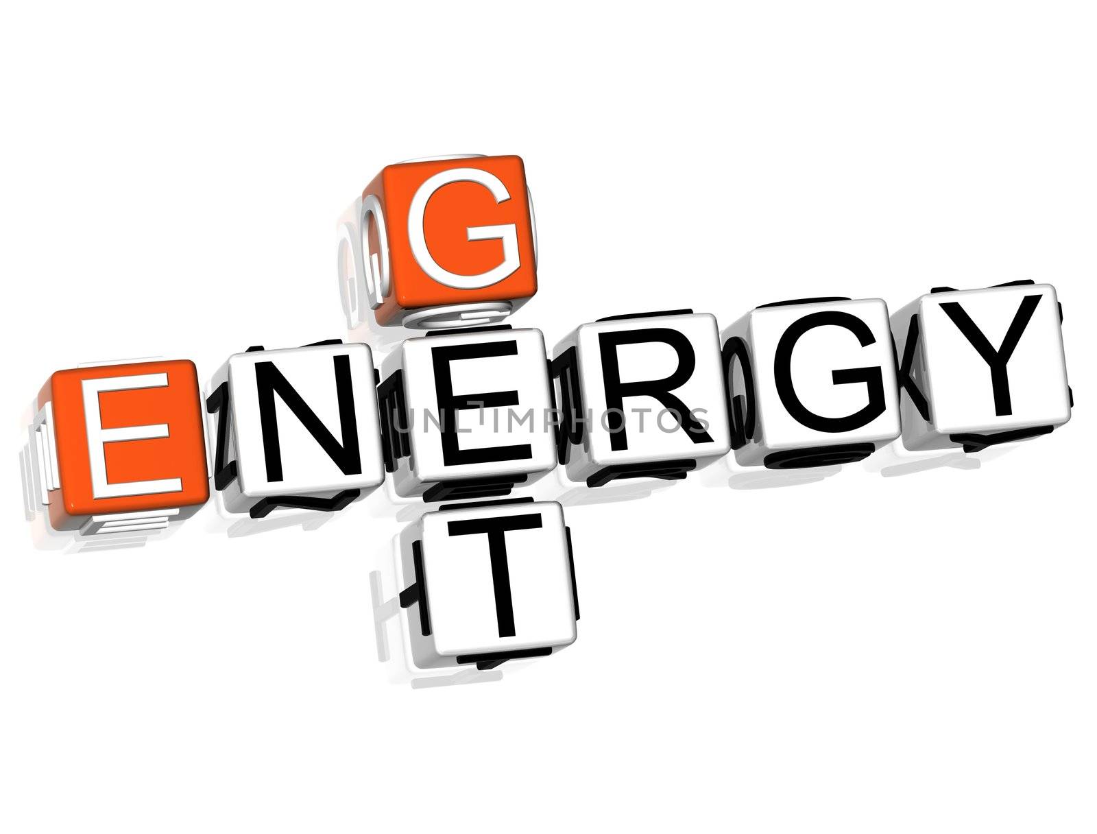 3D Get Energy Crossword  text on white background