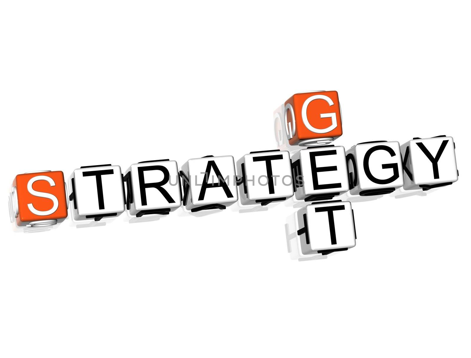 3D Get Strategy Crossword text on white background
