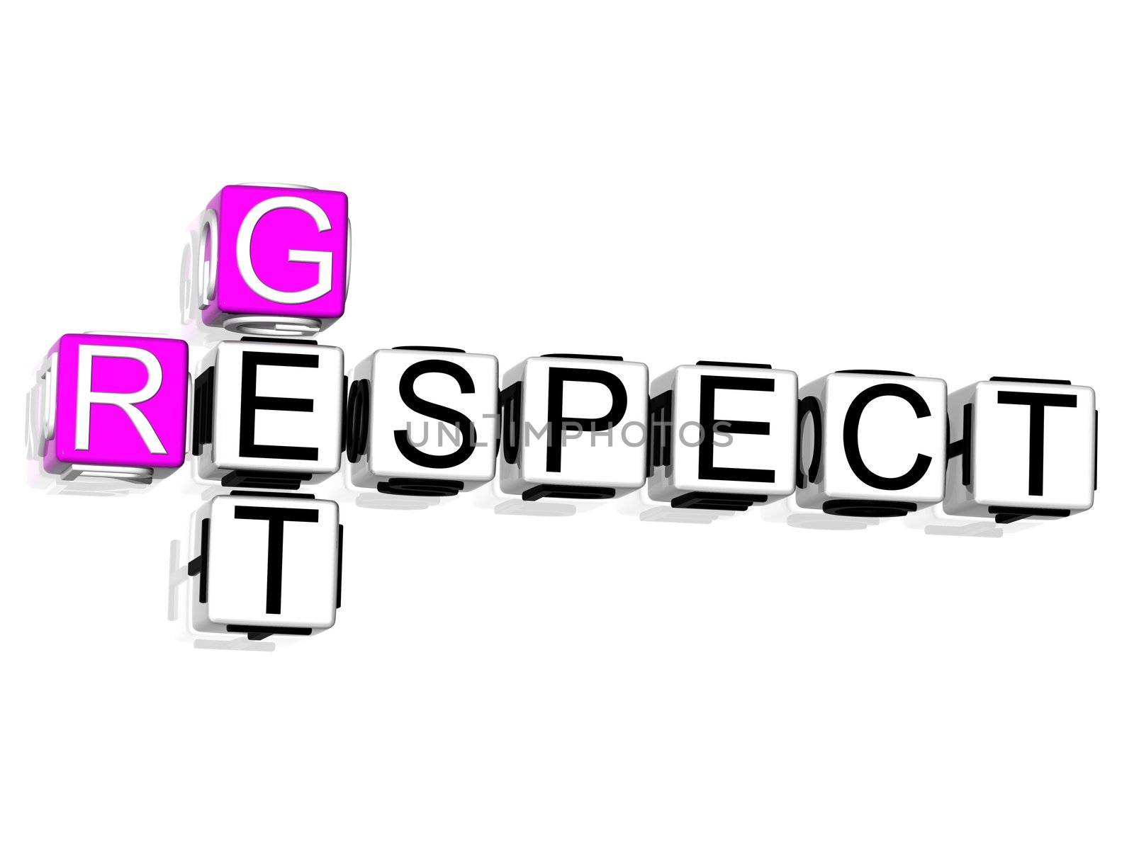 3D Get Respect Crossword on white background