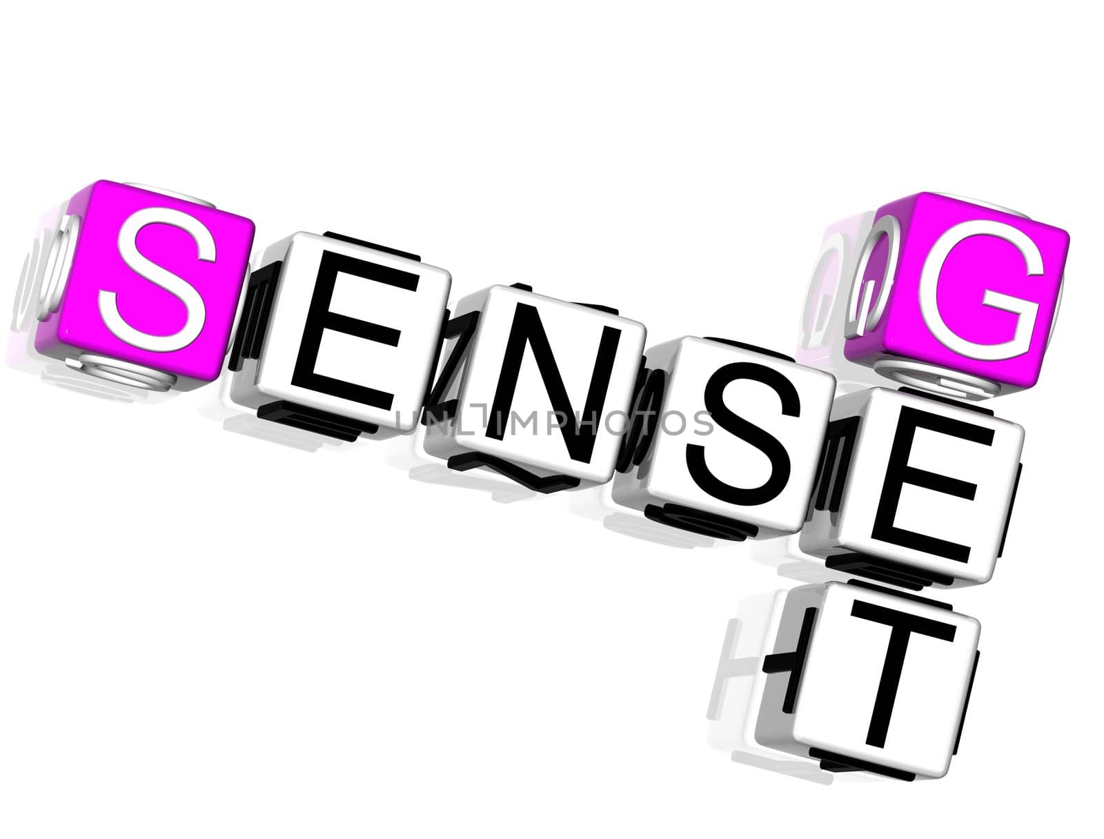 3D Get Sense Crossword on white background