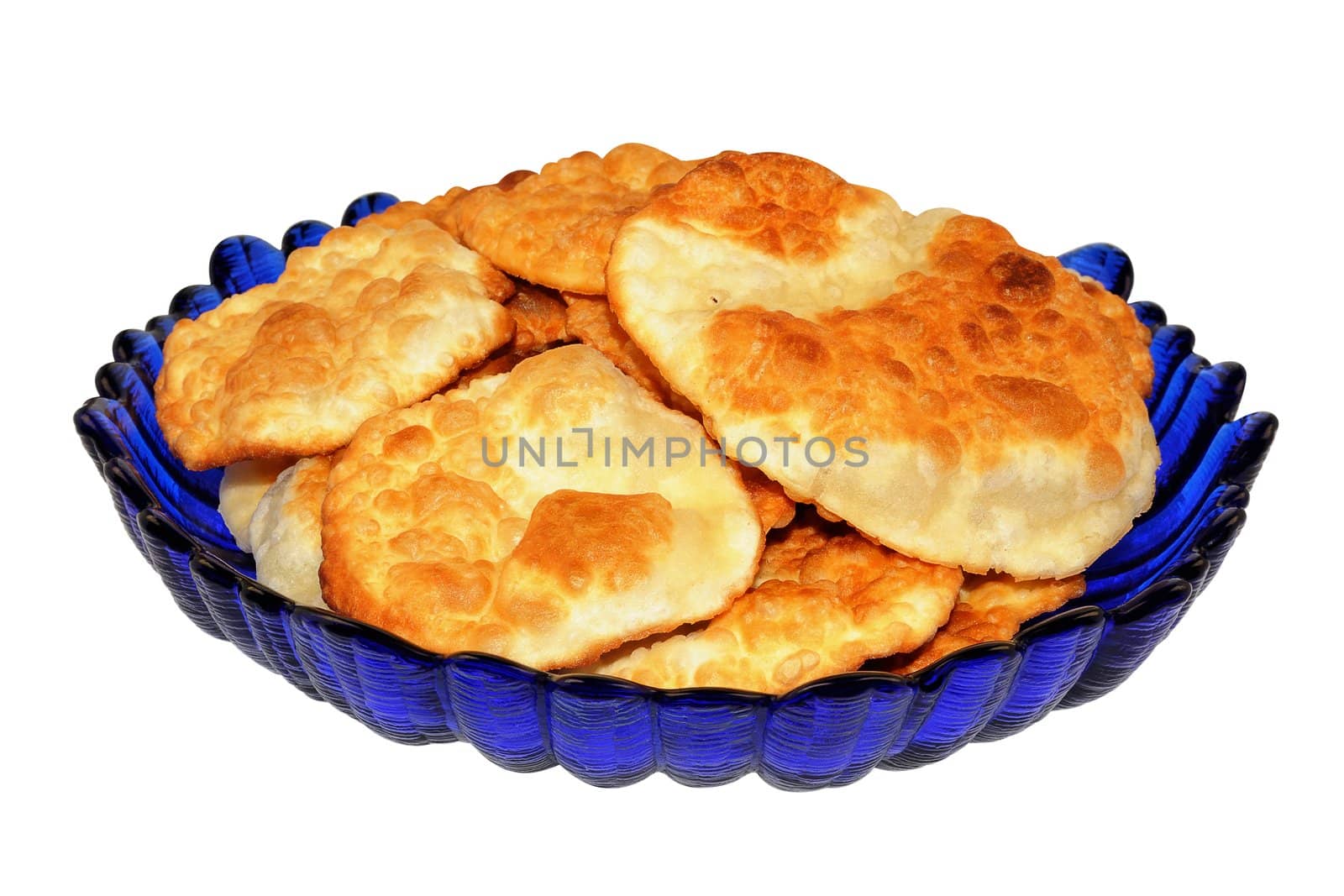 Flatbread of unleavened dough fried in vegetable oil 