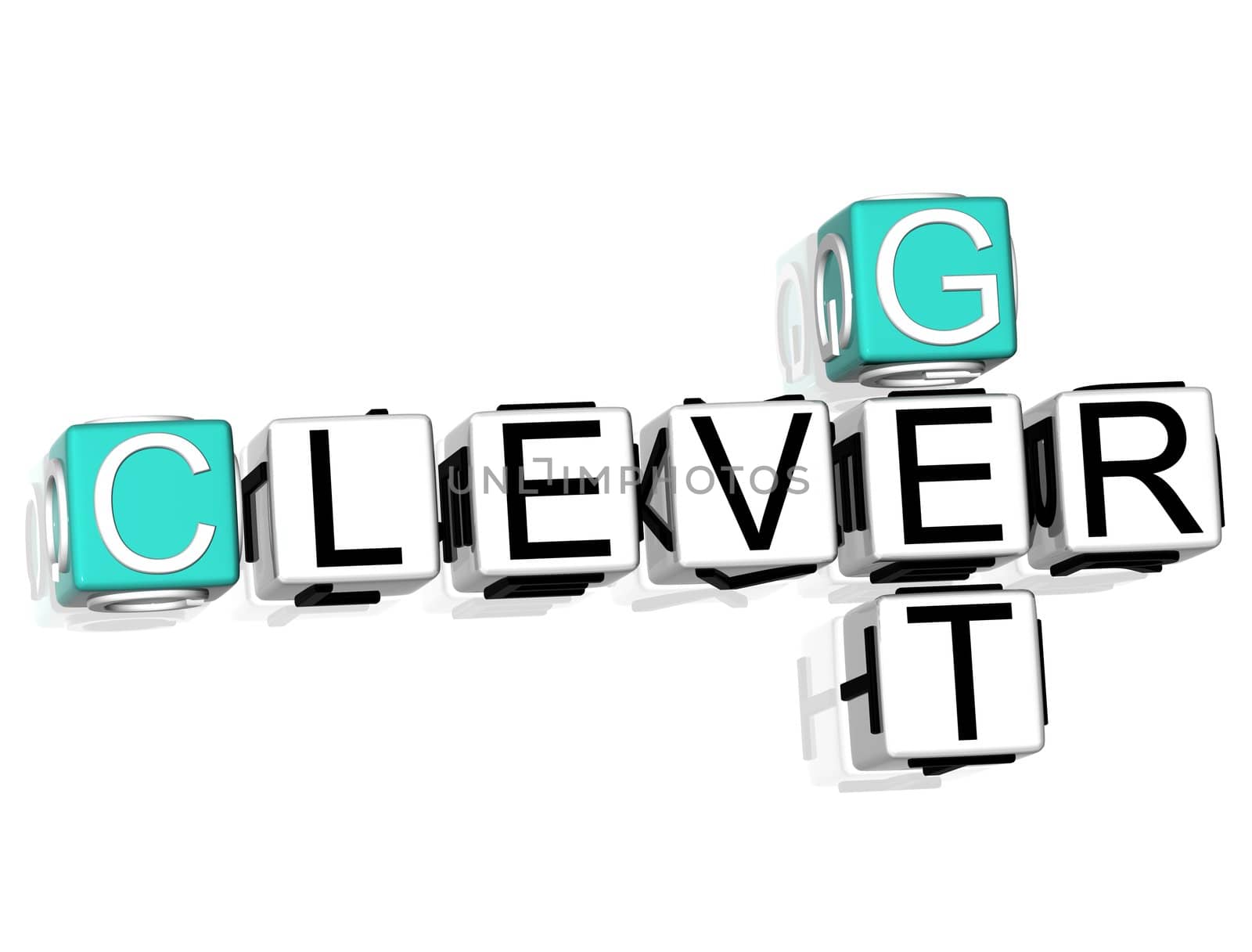 3D Get Clever Crossword on white background