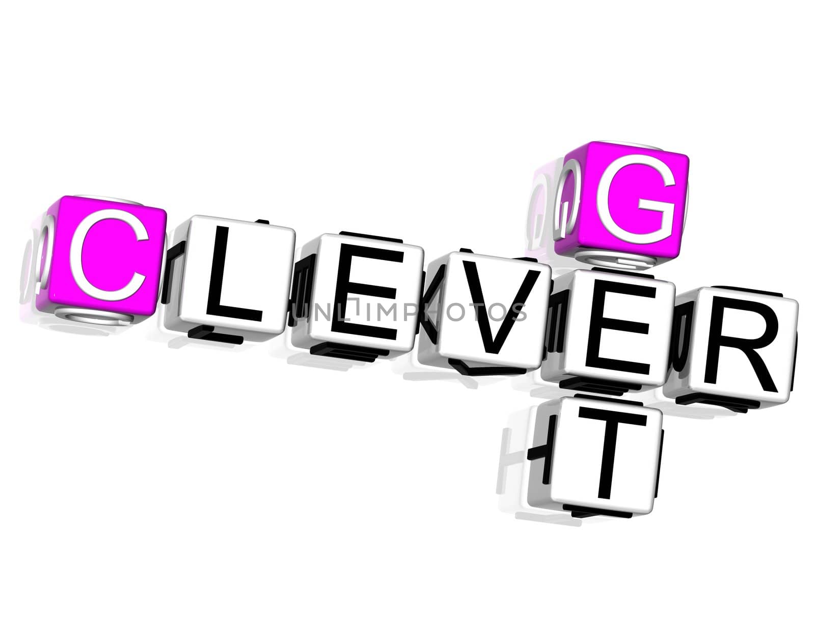 3D Get Clever Crossword on white background