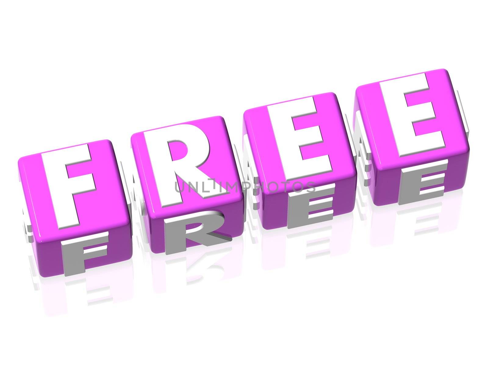 3D Free pink text on white background