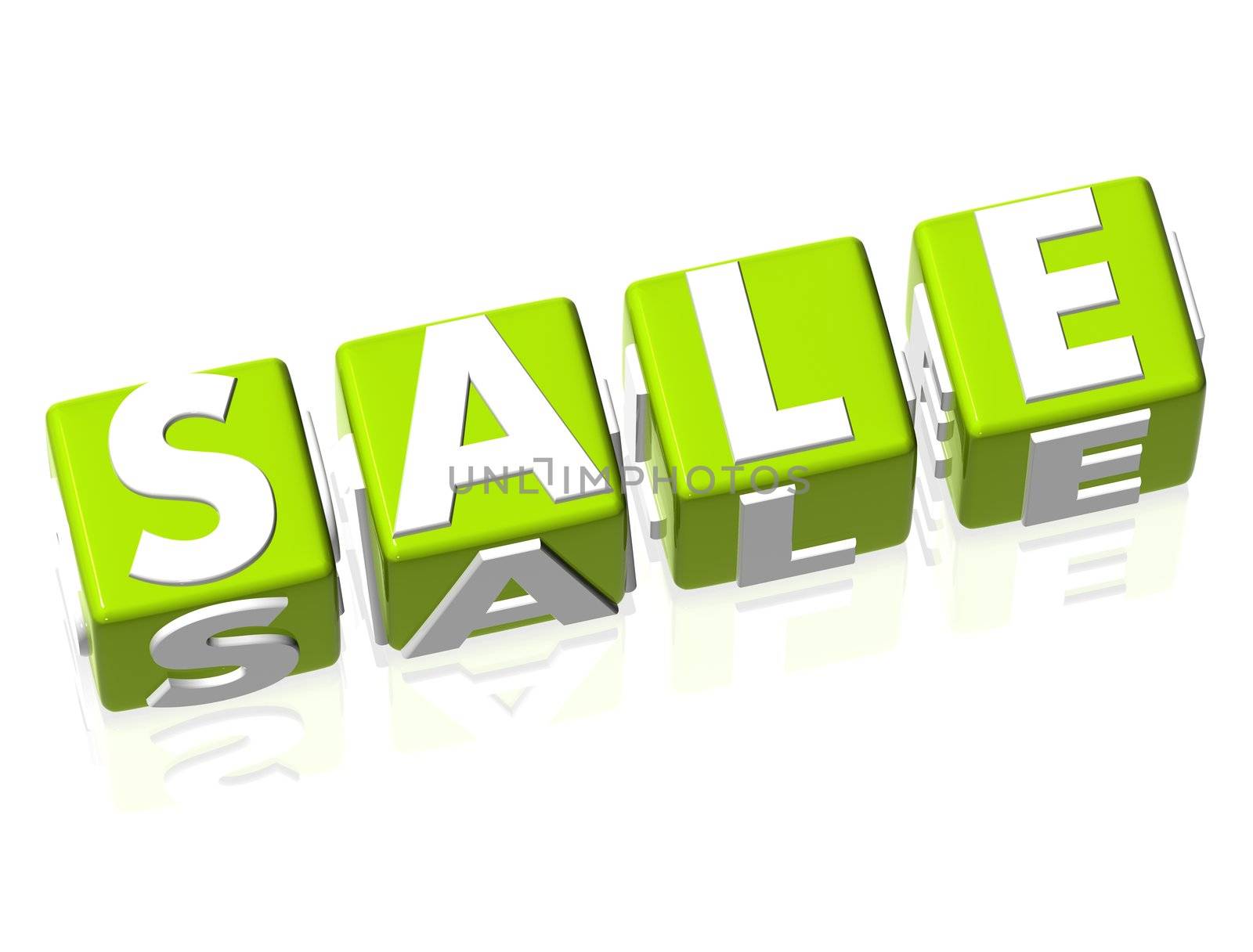 3D Sale green text on white background