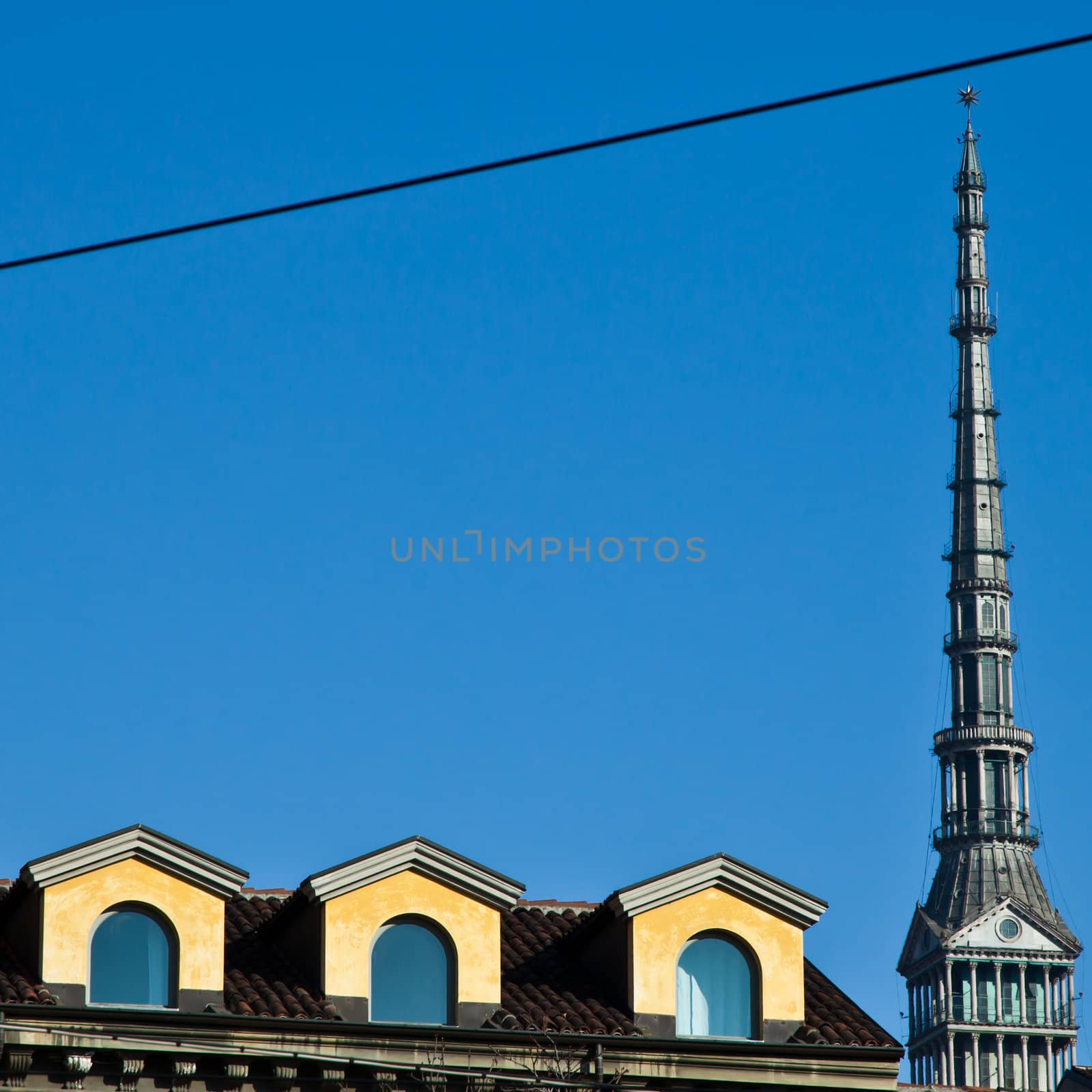 View of Mole Antonelliana, landmark of Turin - Torino - Italy