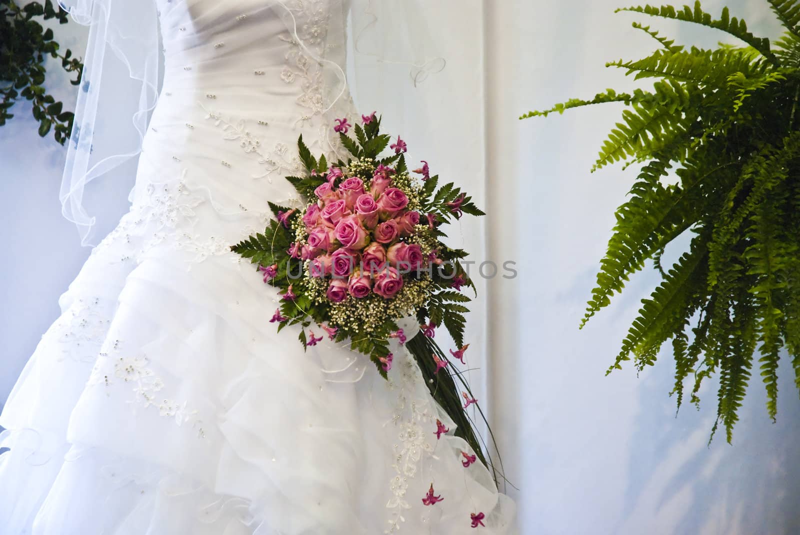 Beautiful white wedding gown