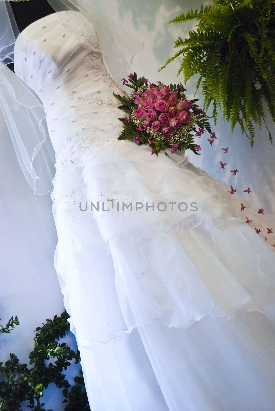 Beautiful white wedding gown