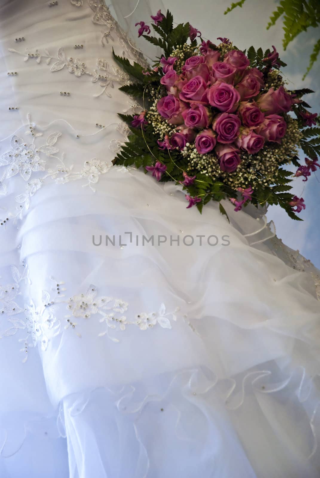 Beautiful white wedding gown