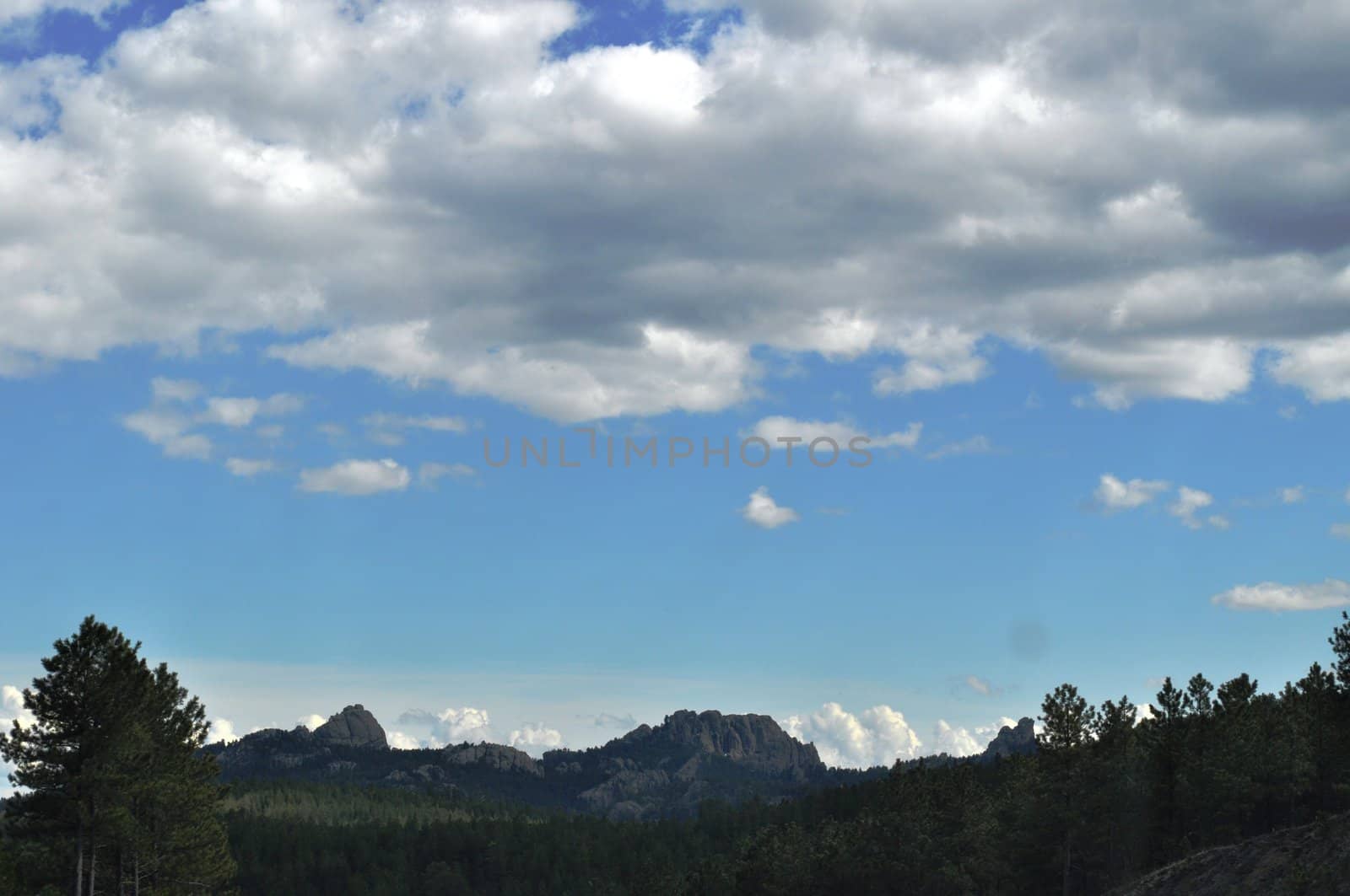 Black hills and sky background