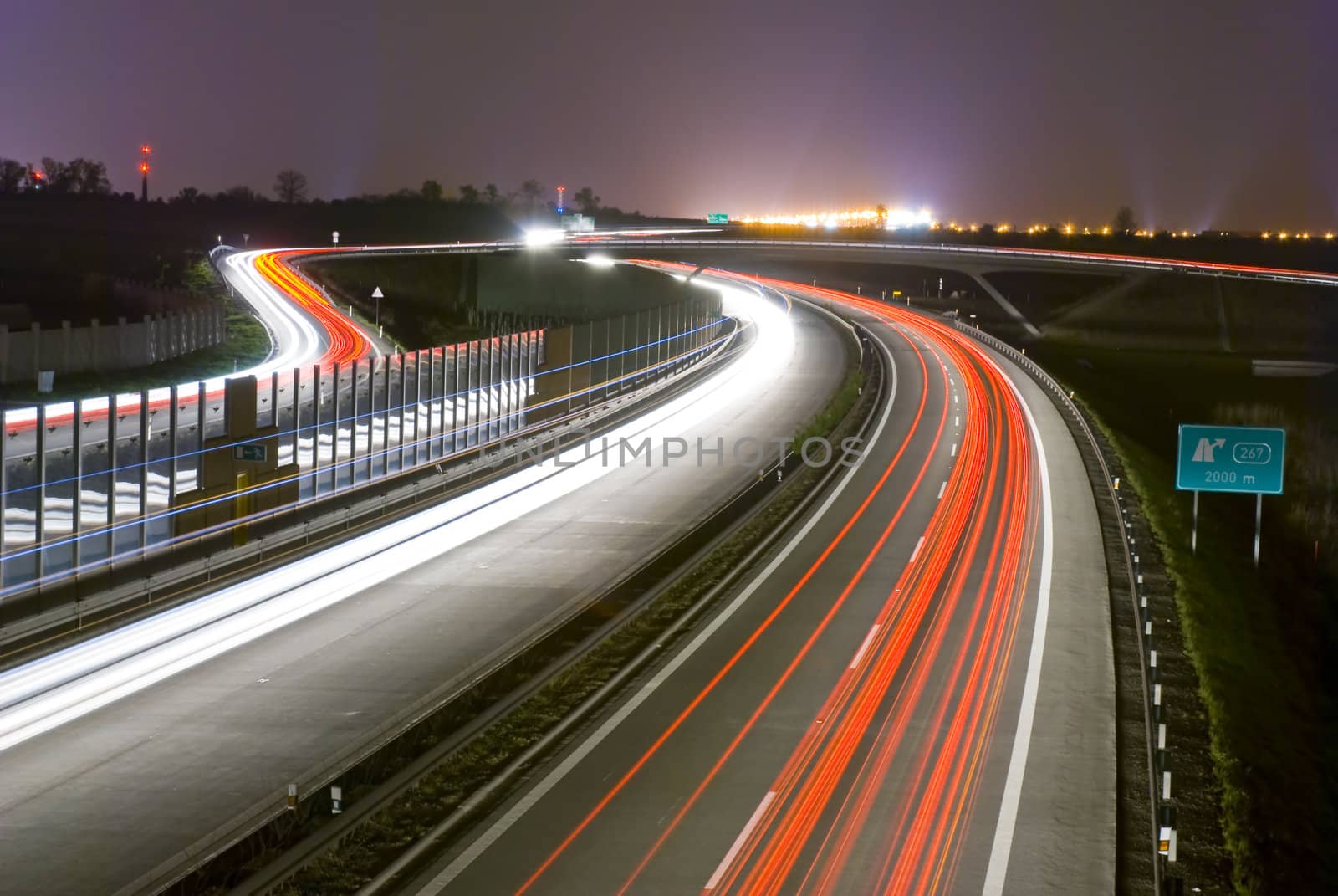 Night highway - long exposure - light lines by mozzyb