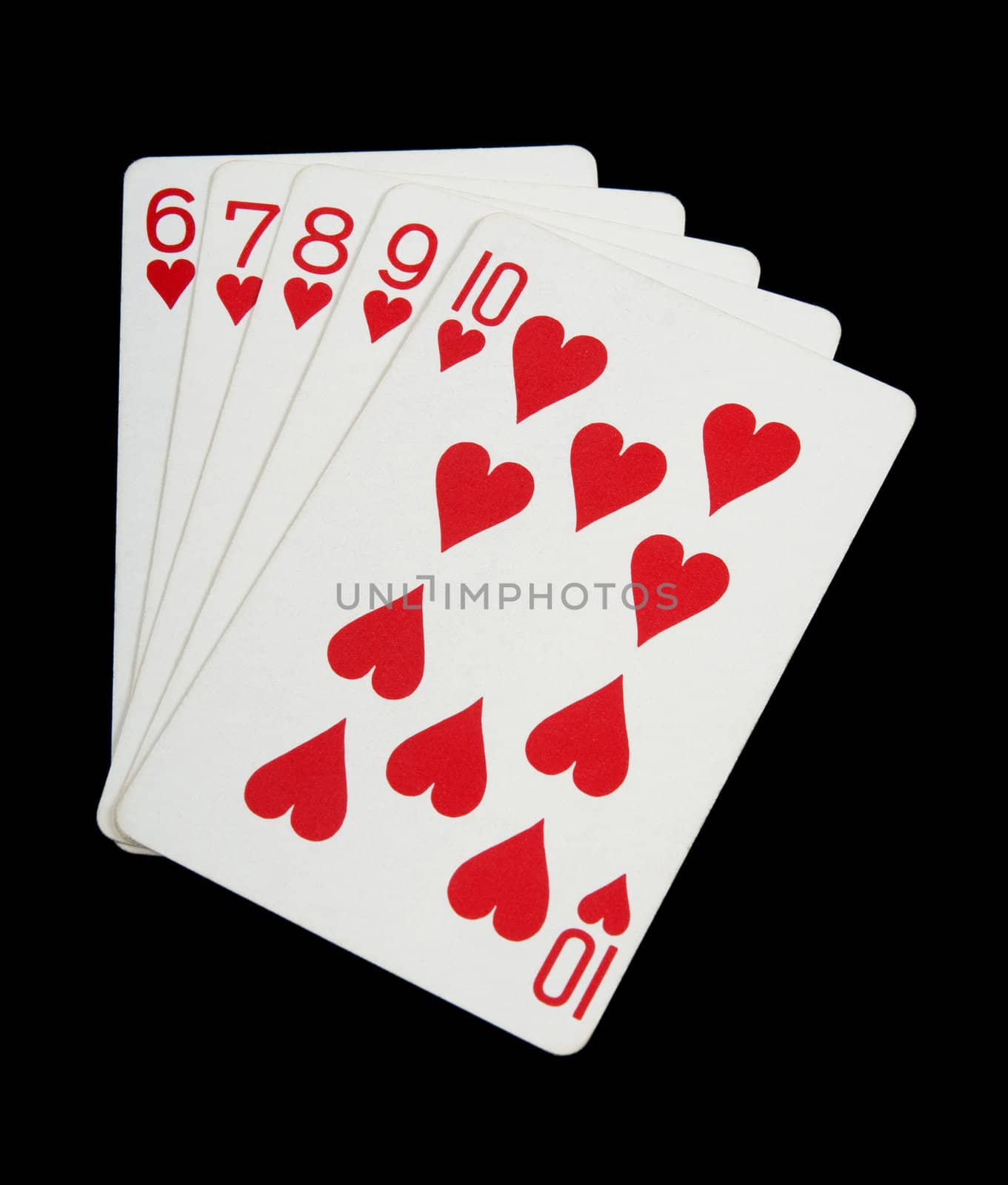 Hearts - playing cards on black background