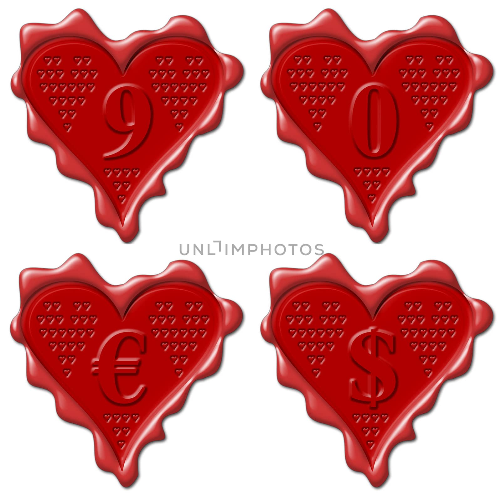 9, 0 heart - red wax seal collection