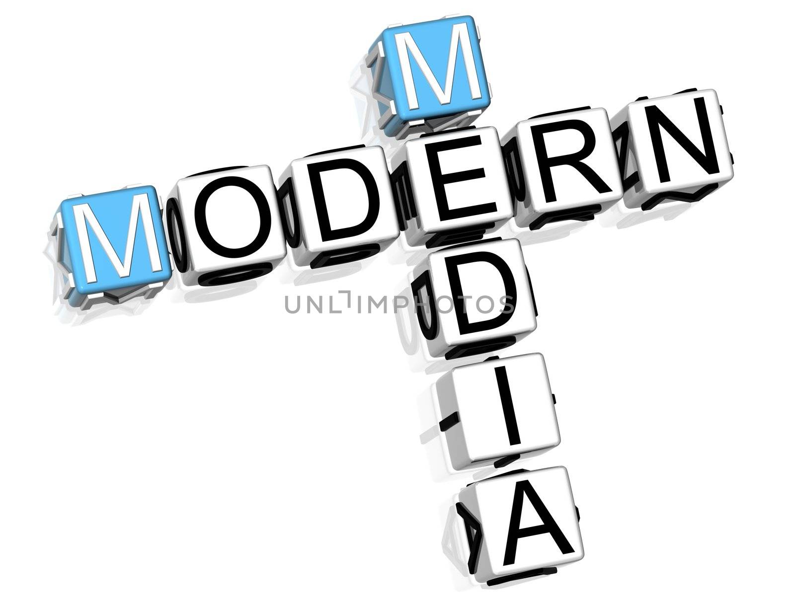 3D Modern Media Crossword  on white background