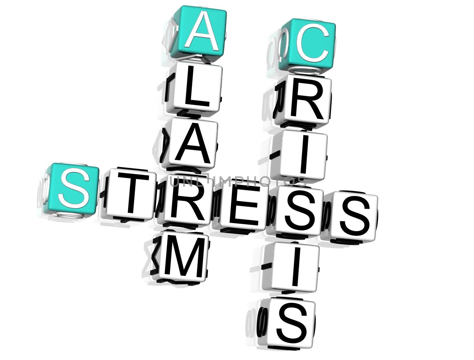 3D Stress Crossword text on white background