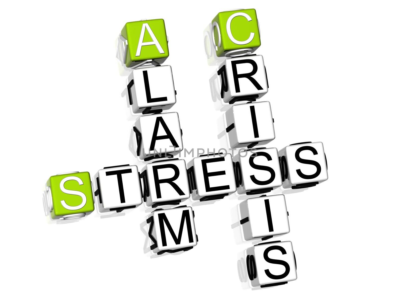 3D Stress Crossword text on white background
