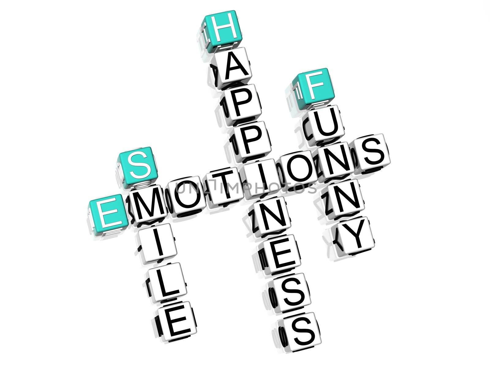 3D Emotions Crossword text on white background