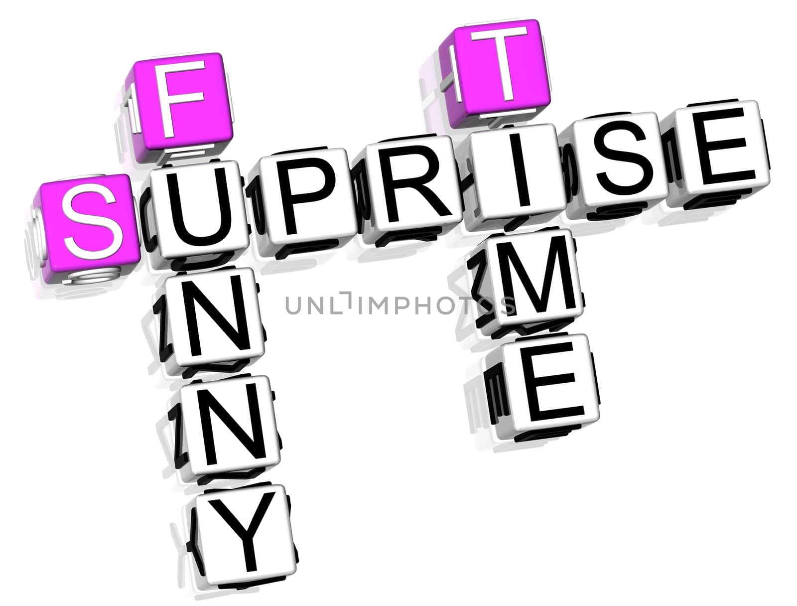 3D Suprise Crossword text on white background