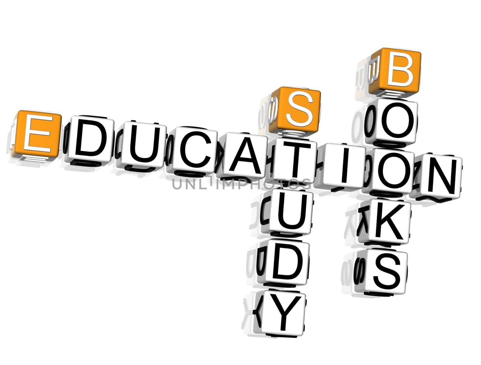 3D Education Crossword text on white background