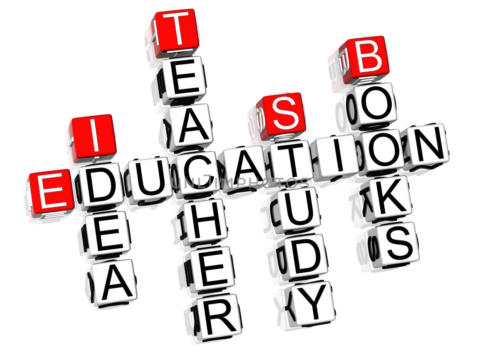 3D Education Crossword text on white background