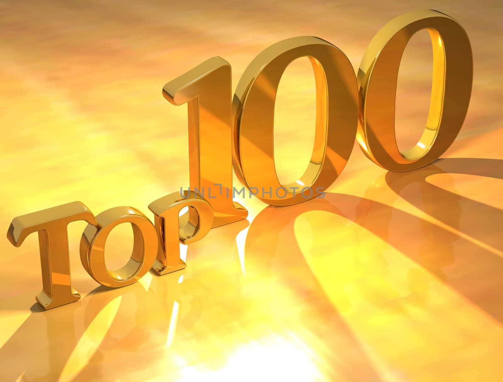 3D Top 100 Gold Text on yellow background
