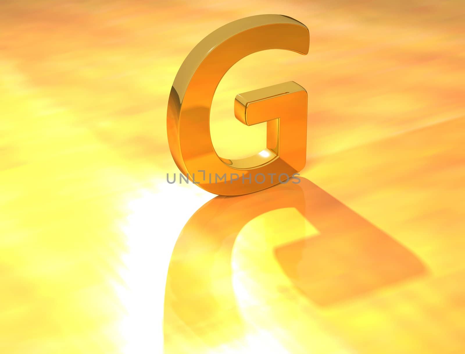 3D Gold Letter  font on yellow background