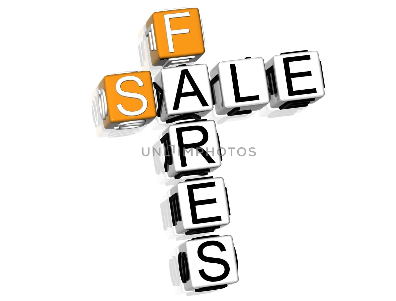 3D Fares Sale Crossword on white background