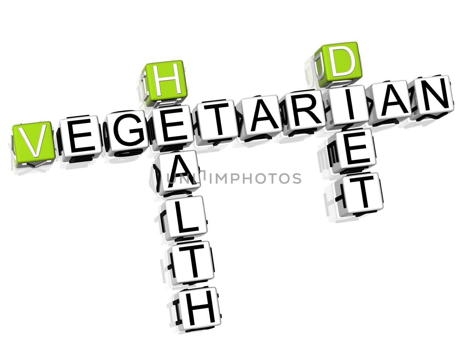 3D Vegetarian Diet Crossword  on white background