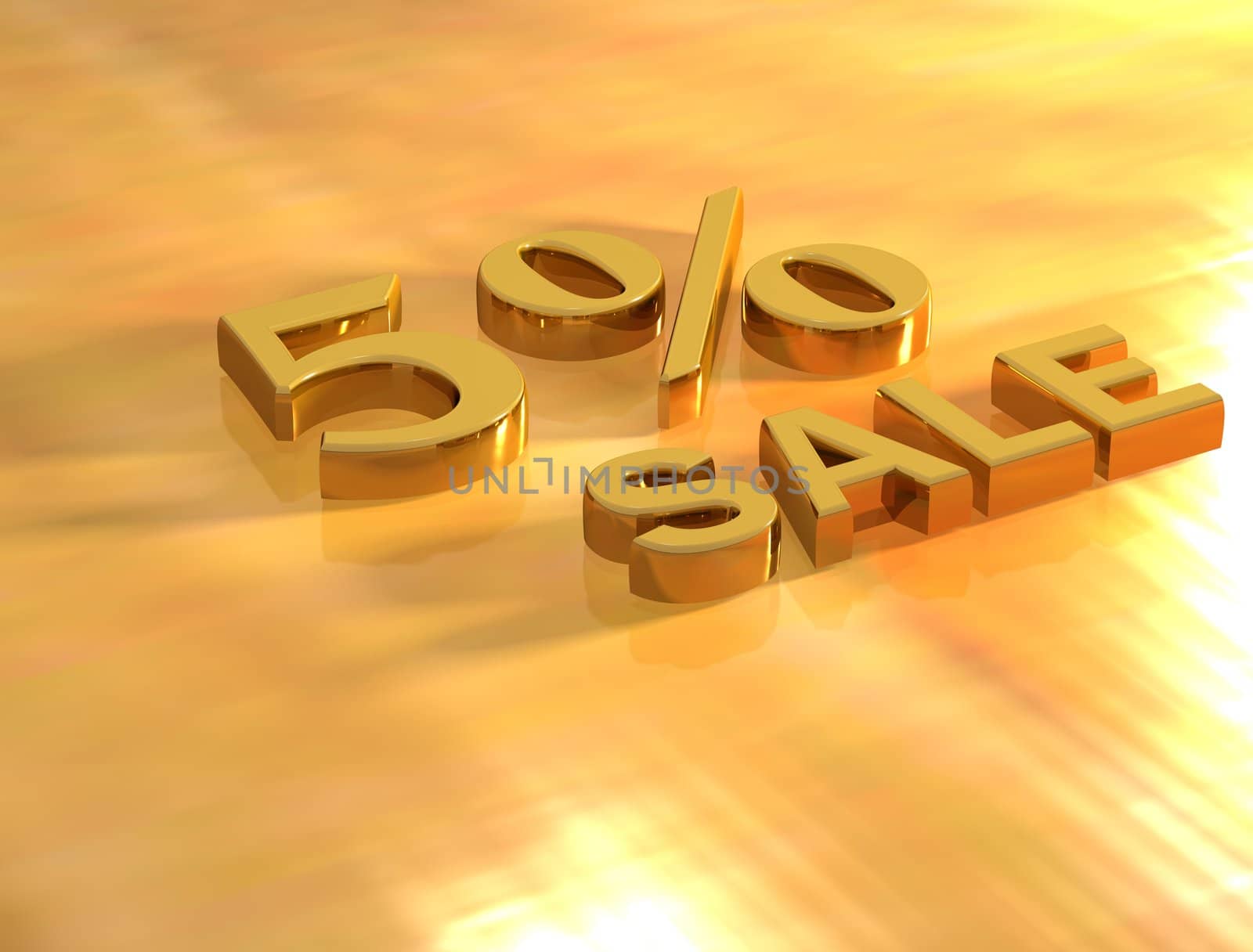 3D Sale gold text on gold background