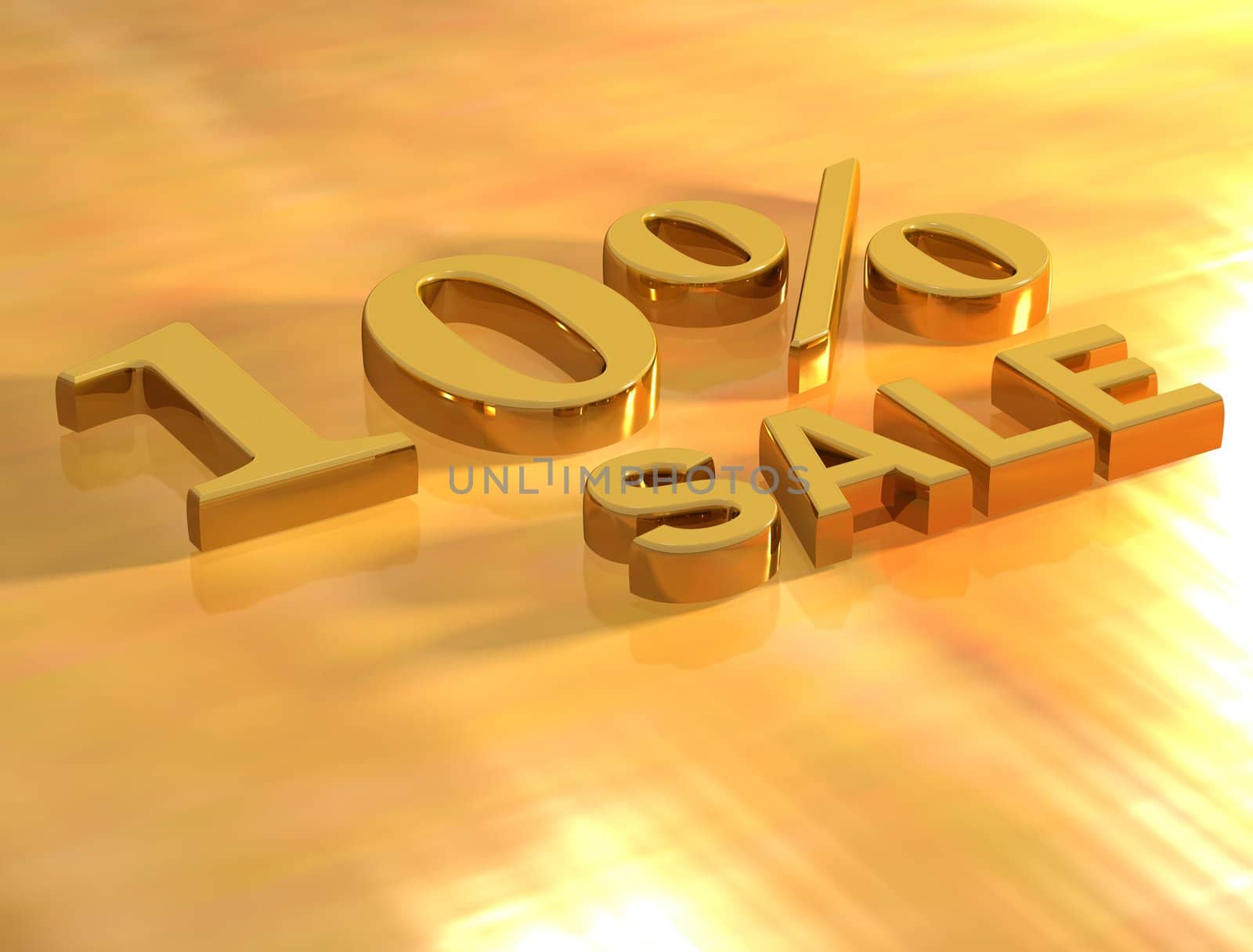 3D Sale gold text on gold background