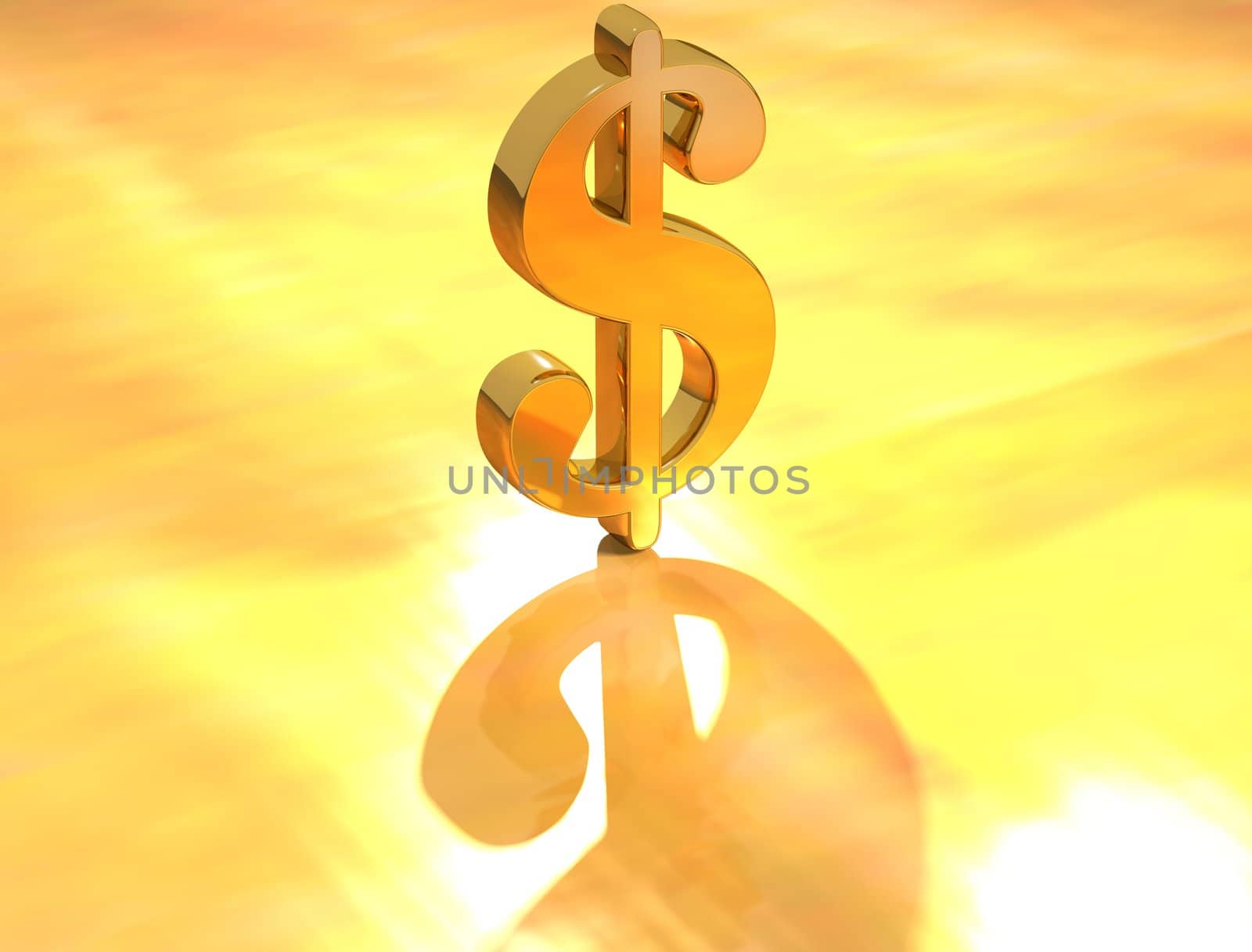 3D Currency Pound Euro Dollar on gold background