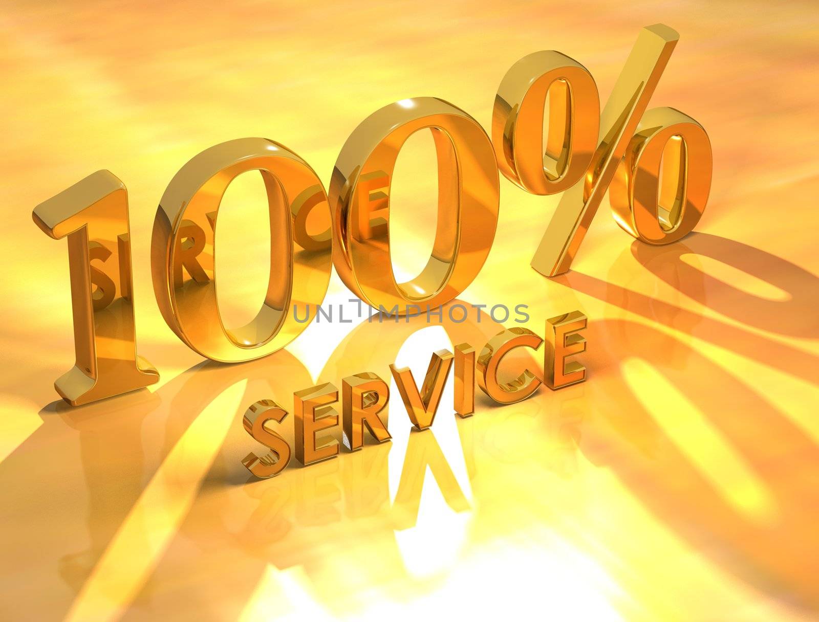 3D 100 % Service on yellow background