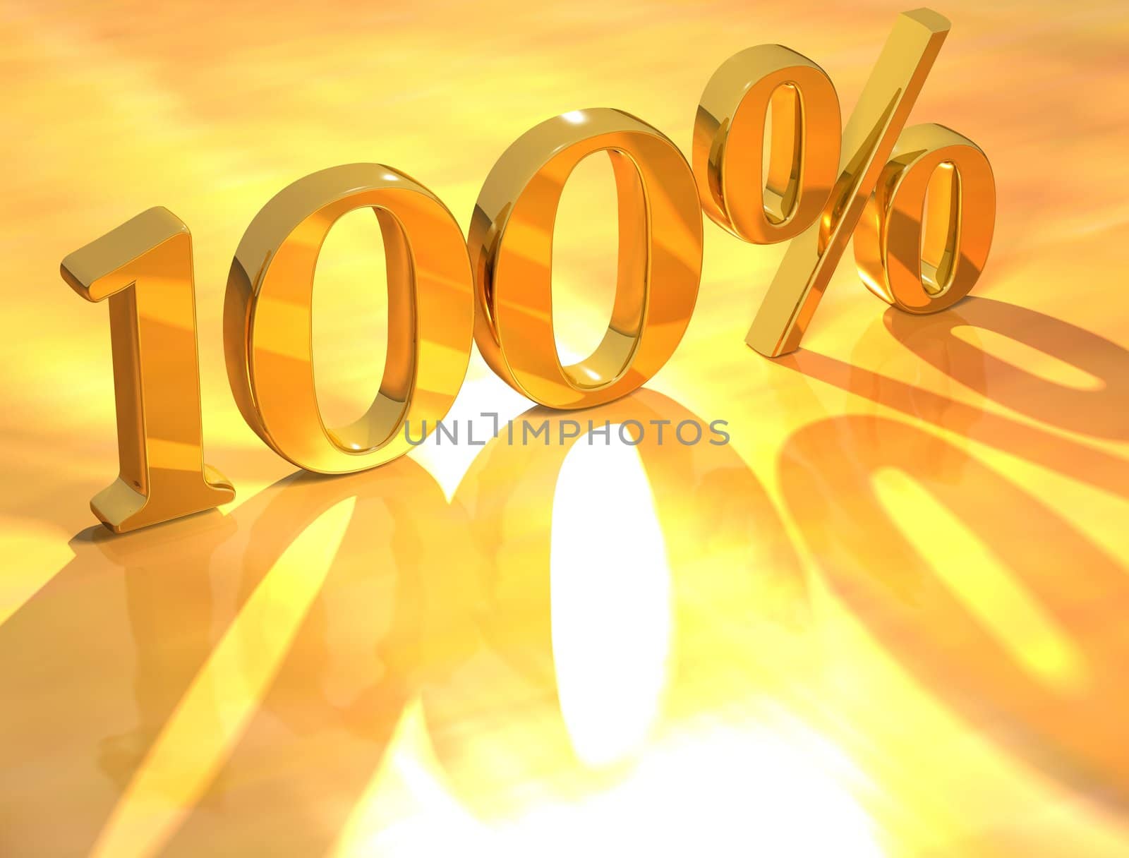 3D Percent text % on gold background