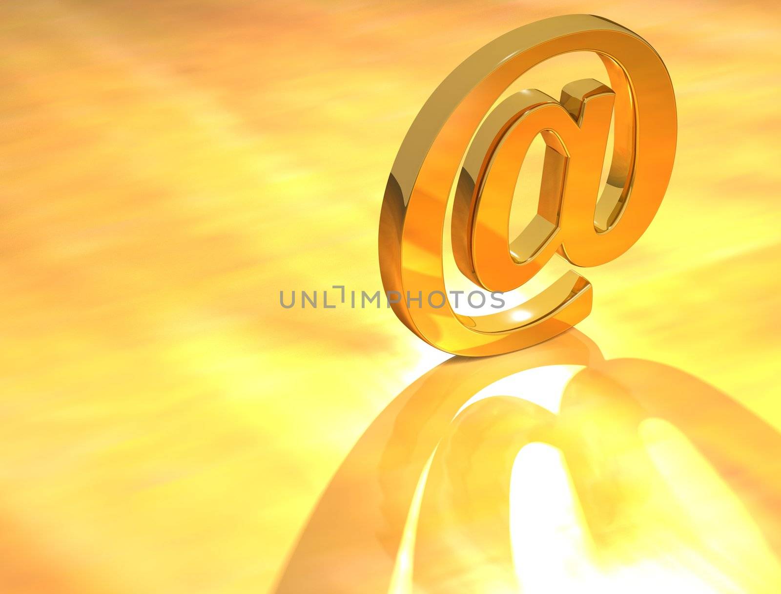 3D Gold Email Sign on yellow background