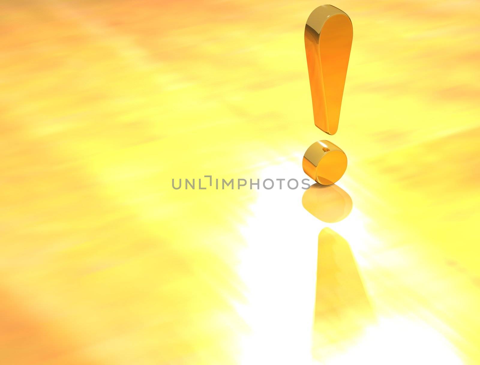 3D Exclamation mark on yellow background