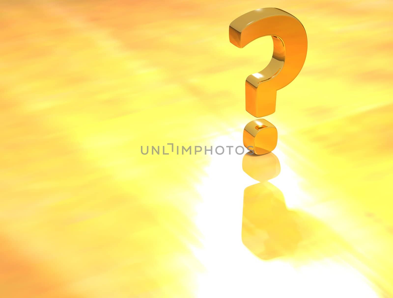 3D Gold Question mark  on yellow background