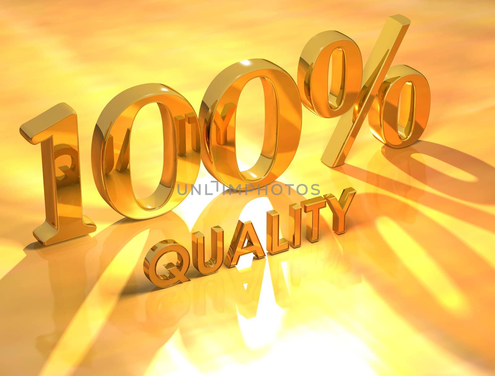 3D 100% Quality on yellow background