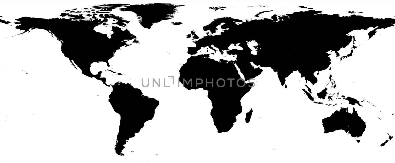 World map - black and white border