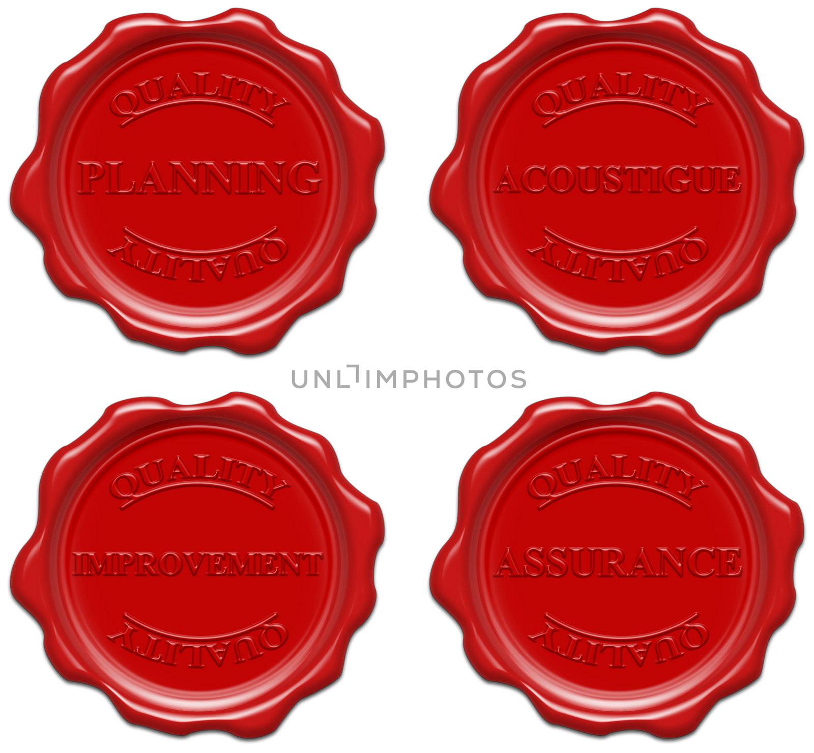 High resolution realistic red wax seal with text : quality, plan by mozzyb