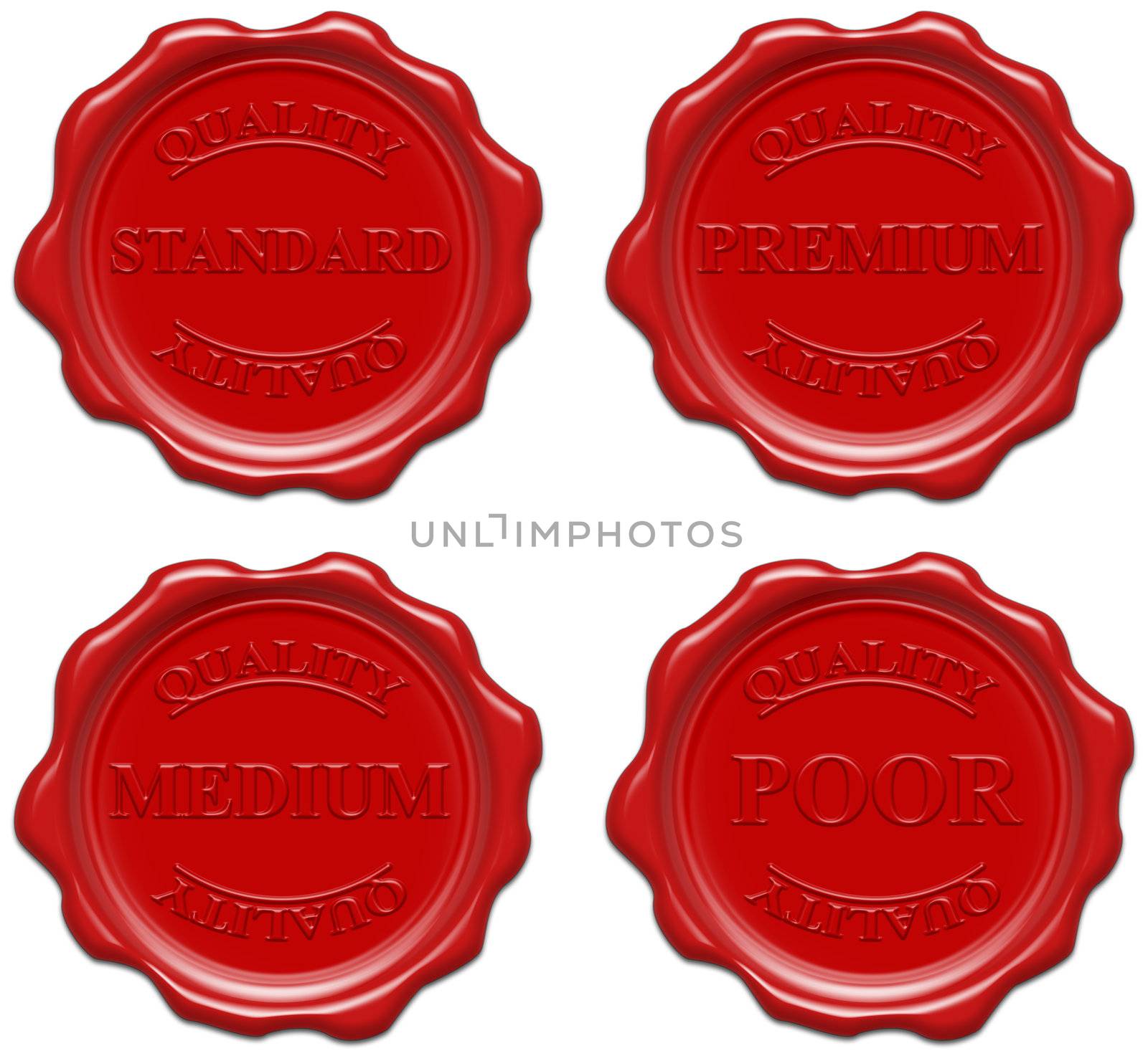High resolution realistic red wax seal with text : quality, stan by mozzyb