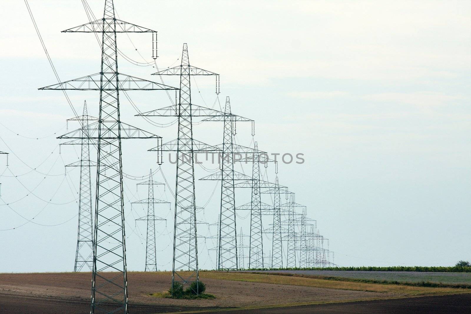High voltage electric lines going through the land