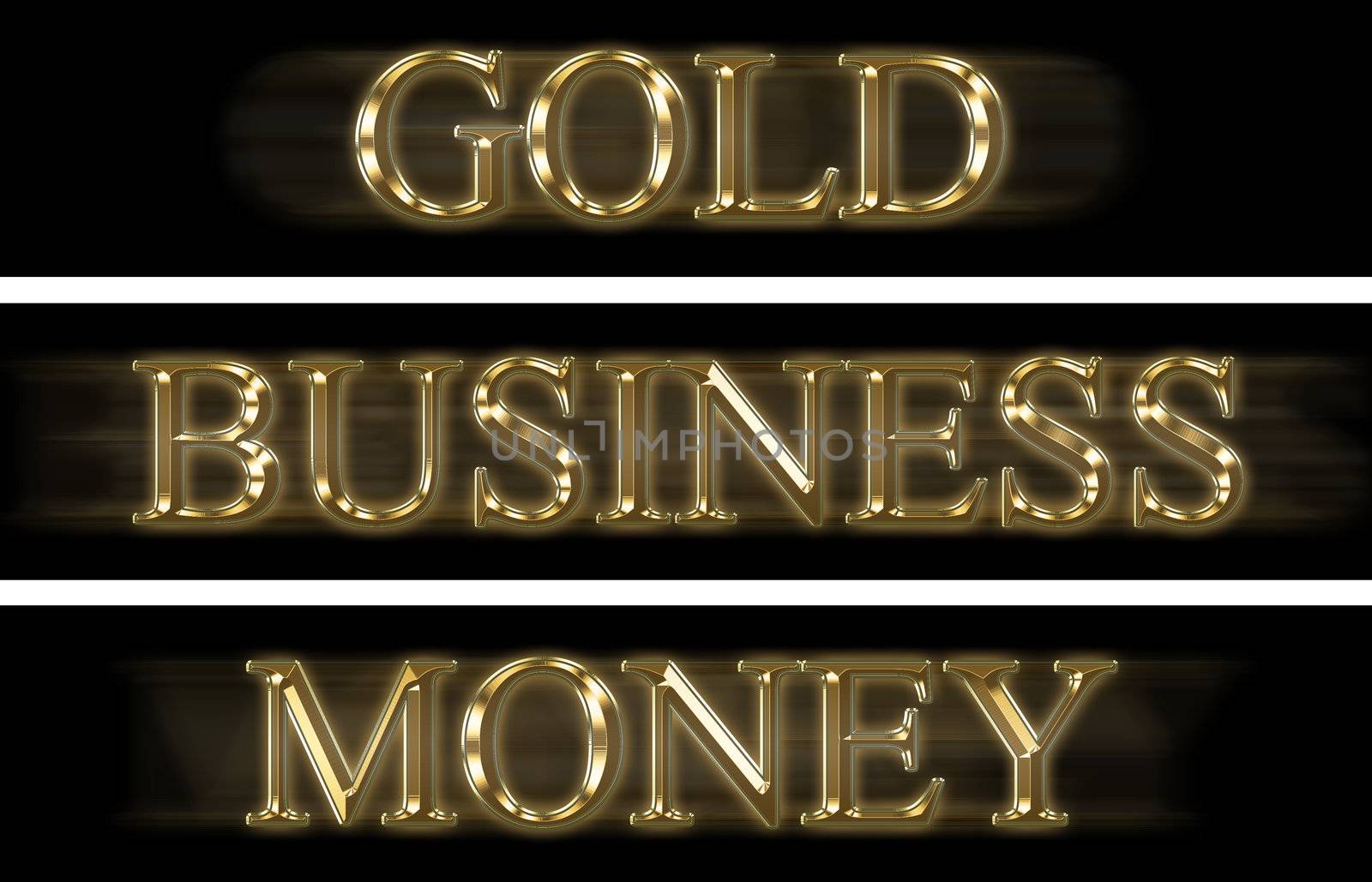 Three banners with golden text: gold, business, money by mozzyb