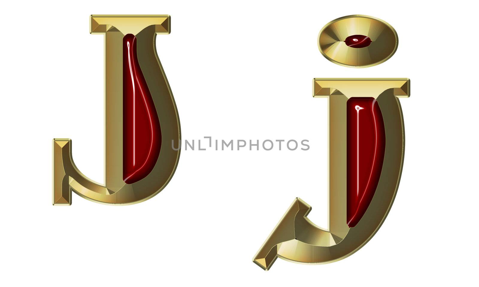Font from brushed gold with ruby on white background by mozzyb