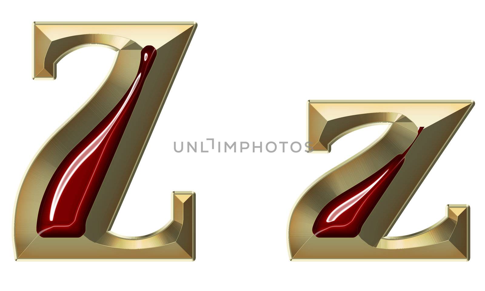 Font from brushed gold with ruby on white background by mozzyb