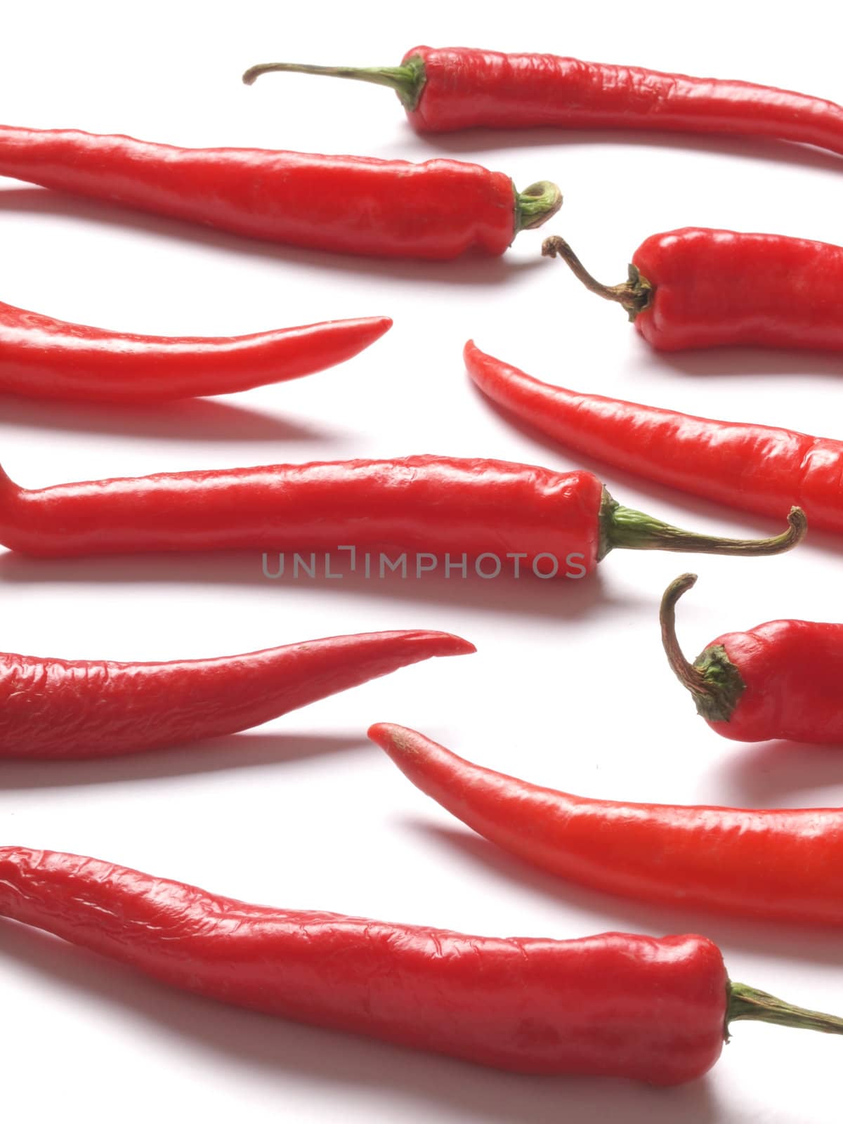 red chilies on white background