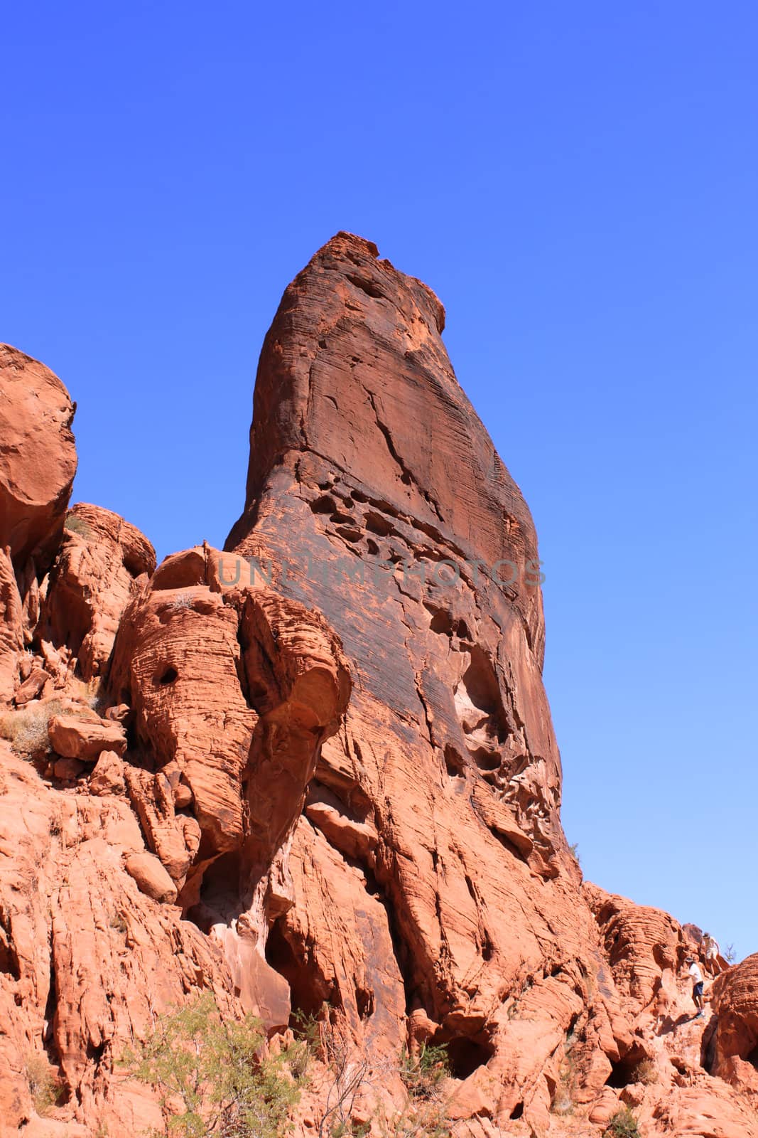 A huge red rock pinnacle at Valley of Fire State Park in Nevada.