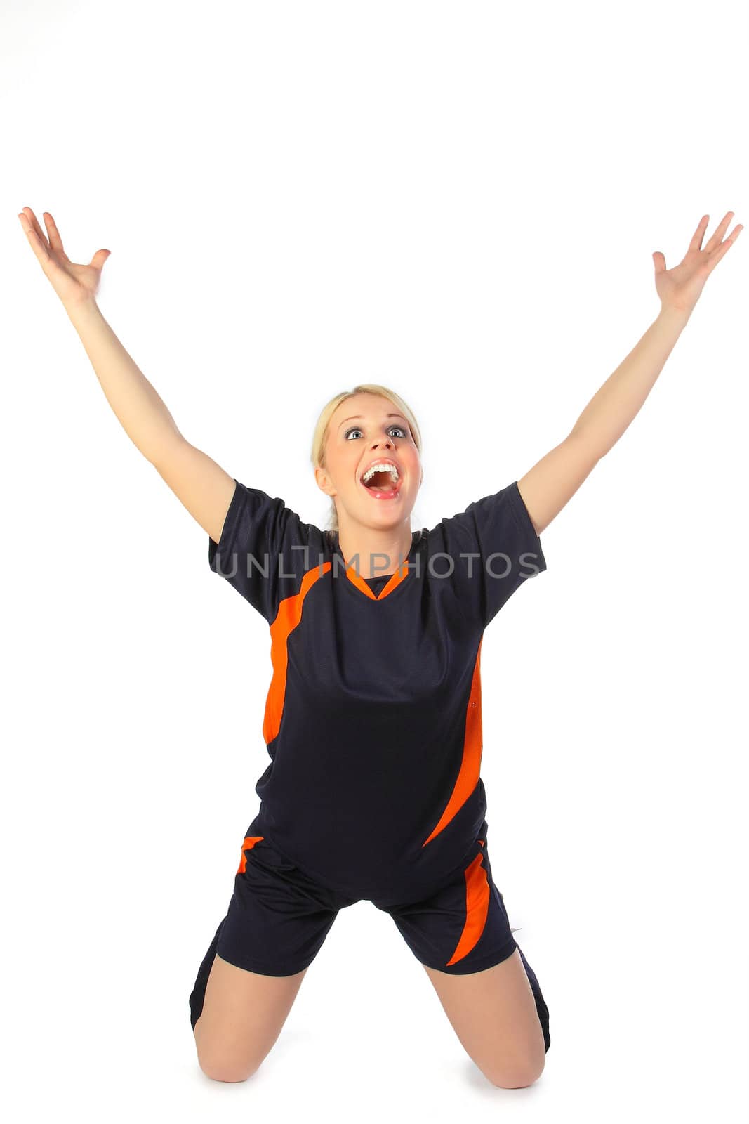 The football player in a lap